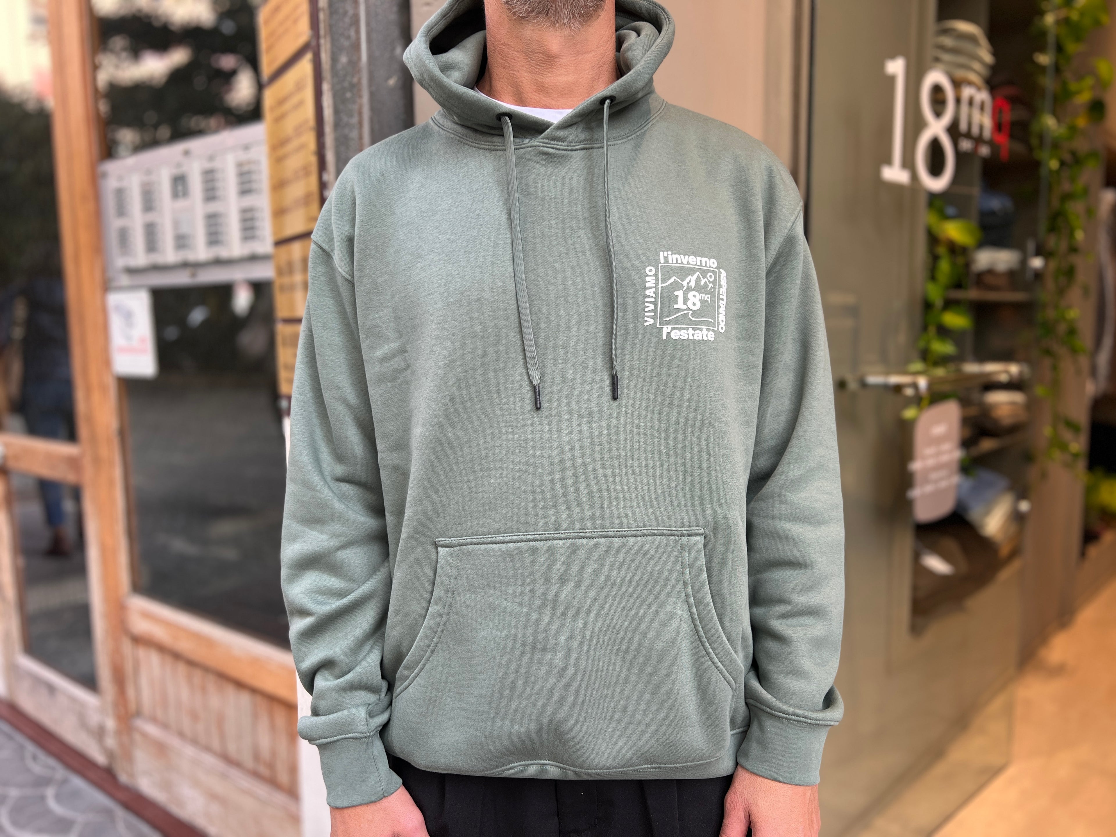 Felpa con cappuccio - VERDE SALVIA