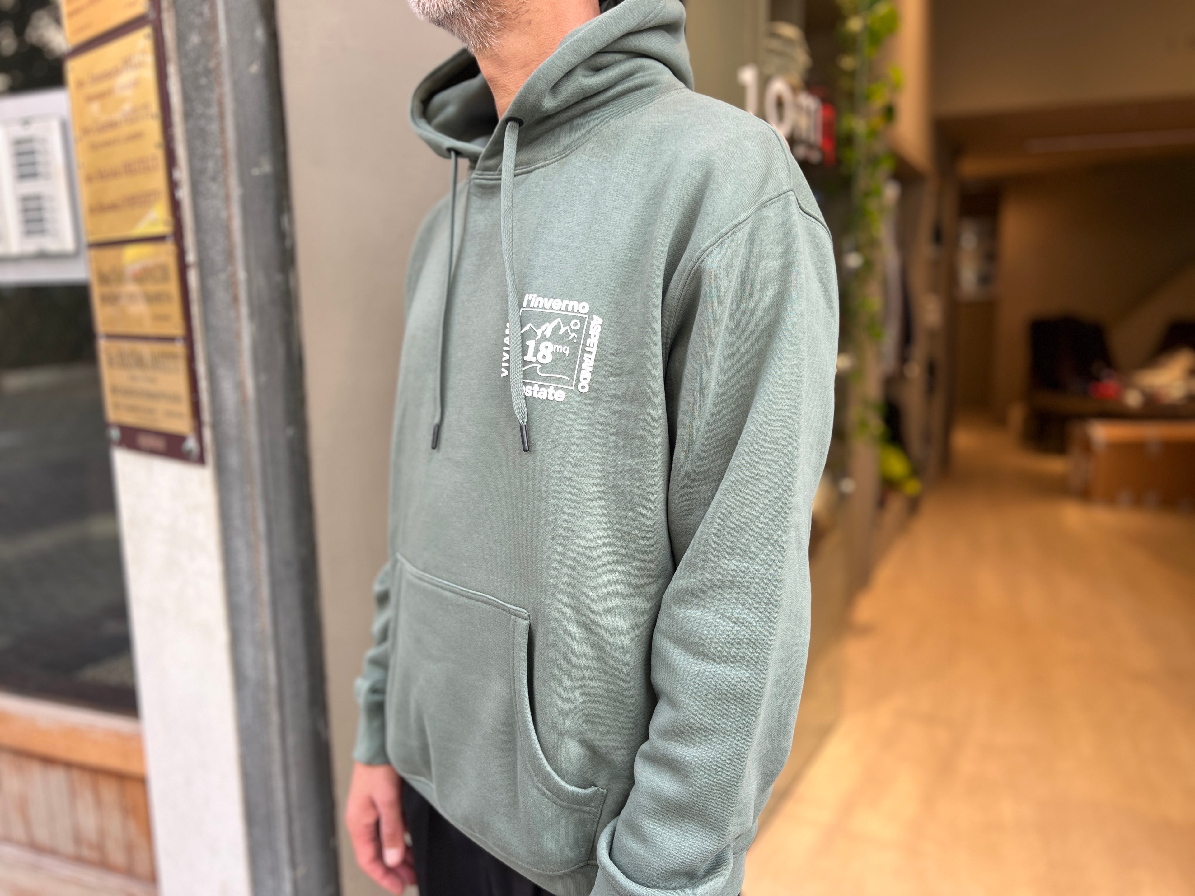 Felpa con cappuccio - VERDE SALVIA