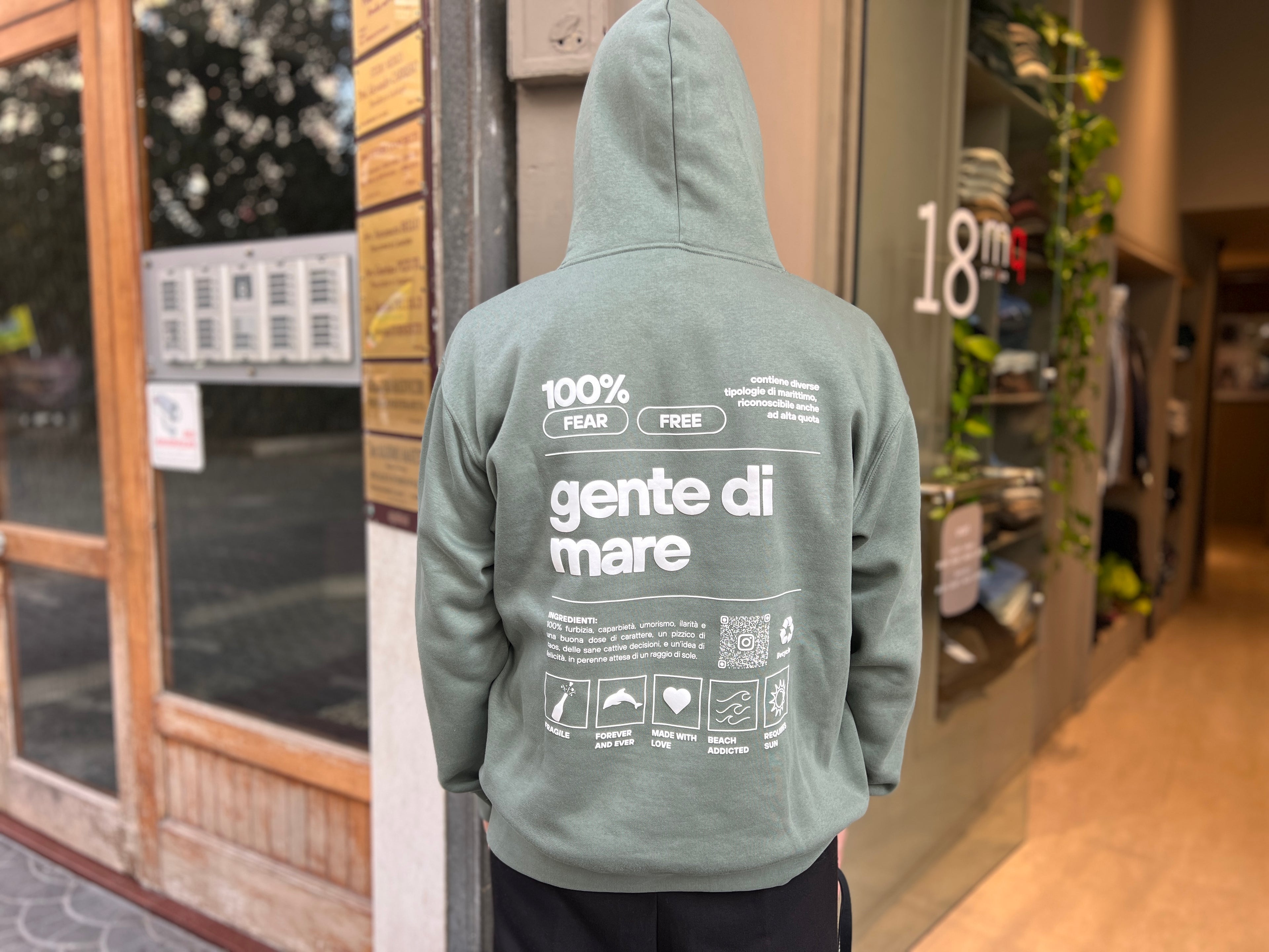 Felpa con cappuccio - VERDE SALVIA